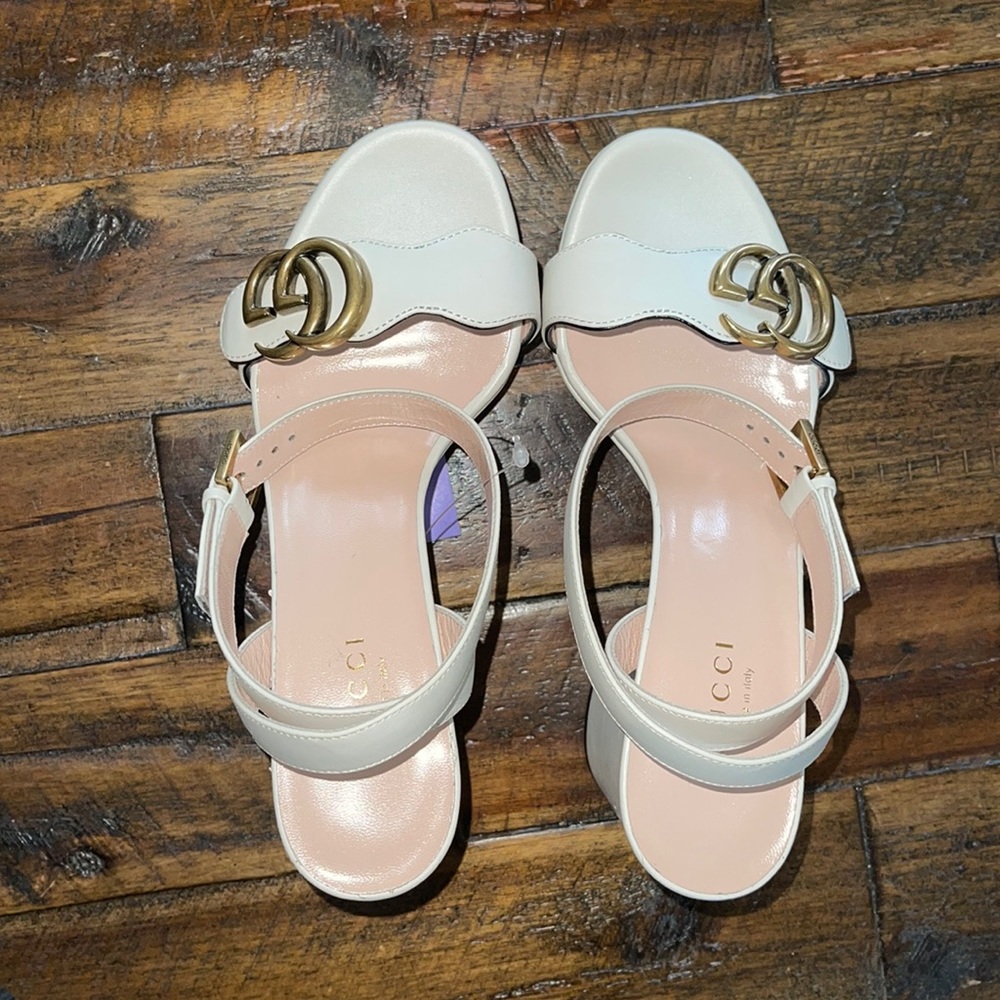 Gucci brand new white Marmont Heels